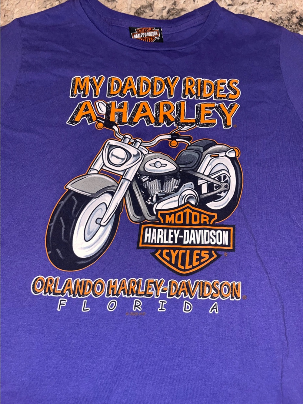 Harley-Davidson Purple Tee with Orange and White Logo - Picture 2 of 3